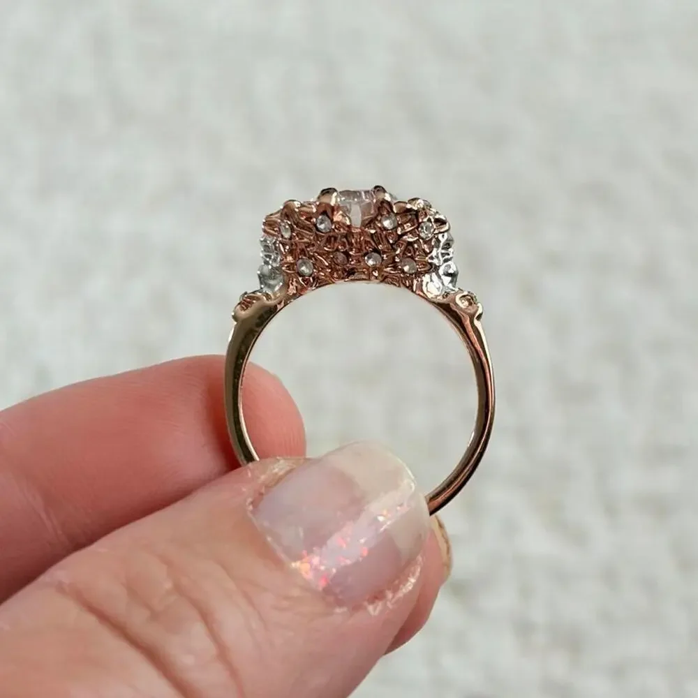 Rose Gold with Silver Skulls Ring Size 7